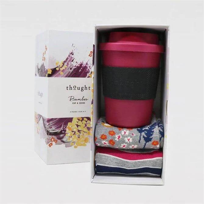 Thought Zebina PLA and Bamboo Coffee Cup and Socks Gift Box